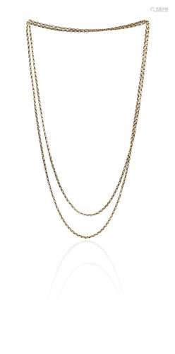 A gold belcher chain necklace, 146cm long, 23g