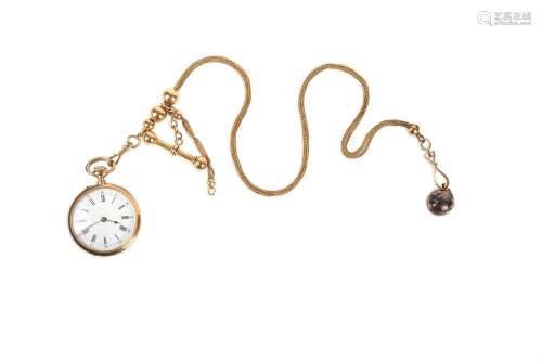 A gold open-faced fob watch, the inner cover signed Bovet 28...