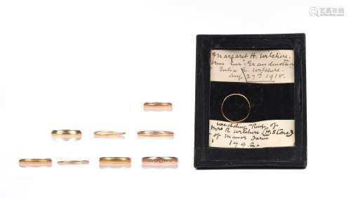 Nine gold rings, late 18th - early 19th century, including s...