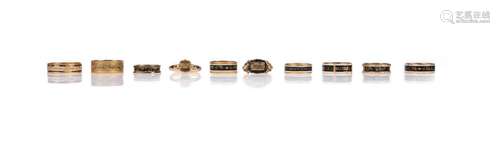 Ten gold mourning rings, late 18th - late 19th century, incl...