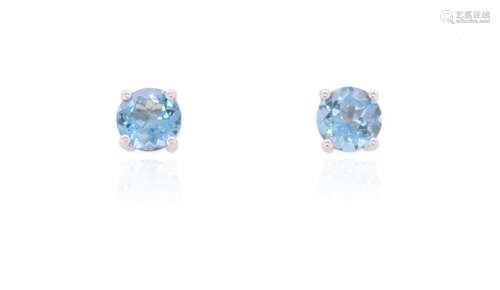 A pair of aquamarine stud earrings, the circular-cut aquamar...