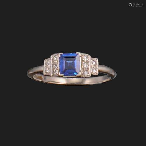 An early 20th century sapphire and diamond ring, set with a ...