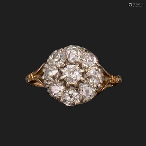 A 19th century diamond cluster ring, set with old circular-c...