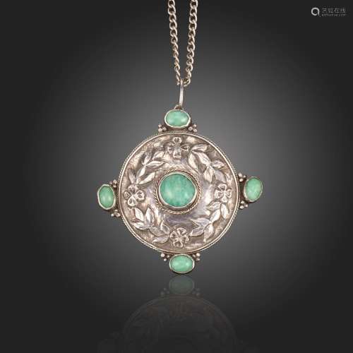 An Arts and Crafts silver and amazonite pendant, early 20th ...