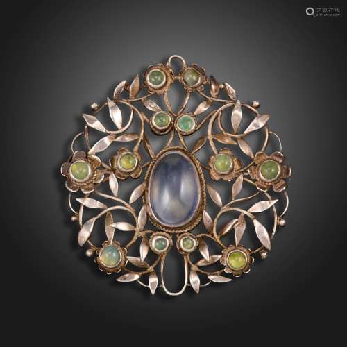 An Arts & Crafts gem-set silver pendant attributed to Ar...