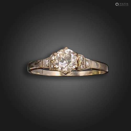 A diamond solitaire ring, the old circular-cut diamond weigh...