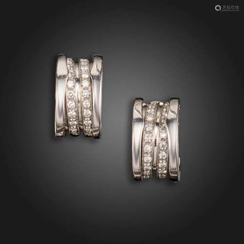 A pair of B.Zero 1 diamond-set earrings by Bulgari, set with...