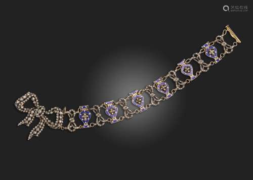 A late 18th century French diamond-set and enamelled bracele...