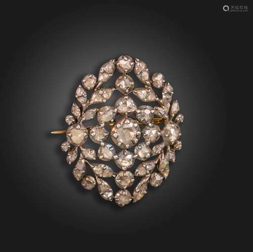 An 18th century diamond brooch, converted, of foliate design...