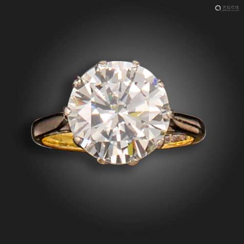 A diamond solitaire ring, the round brilliant-cut diamond we...