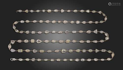 A diamond-set longuard chain, set with ninety-four diamonds ...