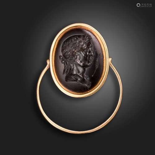 An 18th century sardonyx intaglio depicting the bust of an E...