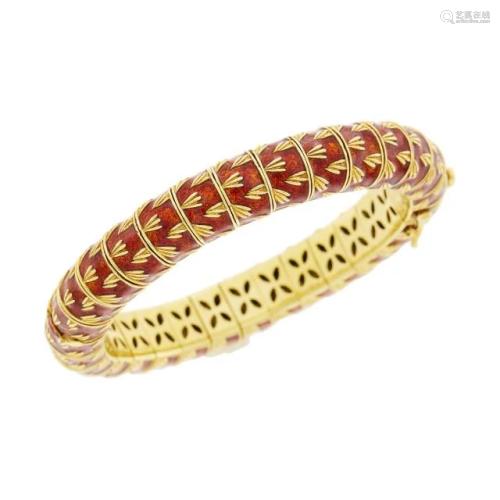 Frascarolo Gold and Red Enamel Bracelet