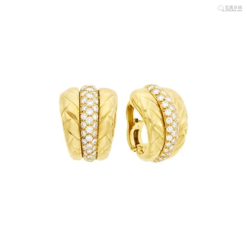 Van Cleef & Arpels Pair of Gold and Diamond Earclips, Fr...