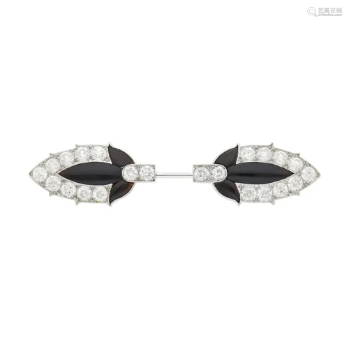 Cartier Platinum, Black Onyx and Diamond Jabot