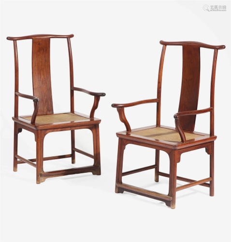 A pair of Chinese huanghuali armchairs, Sichutou Guanmaoyi 黄...