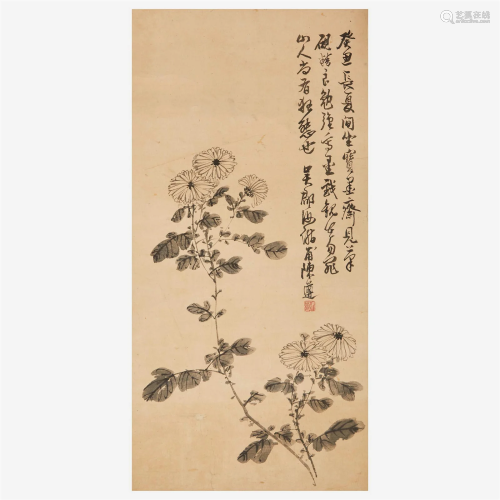 Chen Zun 陈遵 菊图 (Chinese) Chrysanthemum Ink on paper, ins...