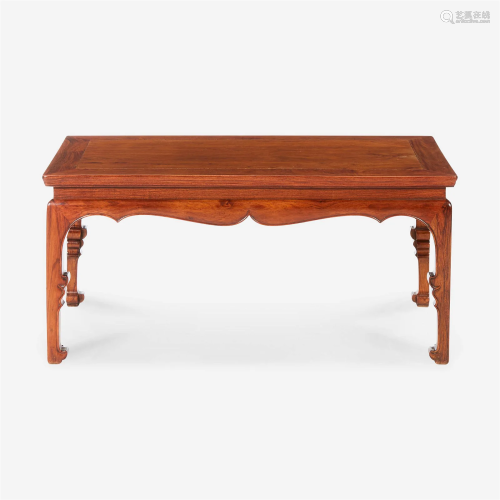 A Chinese Ming dynasty style carved hardwood low table 明式硬...