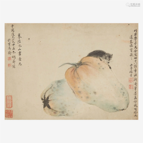 Yang Jin 杨晋 老鼠与木瓜图 (Chinese b.1644-d.1728)