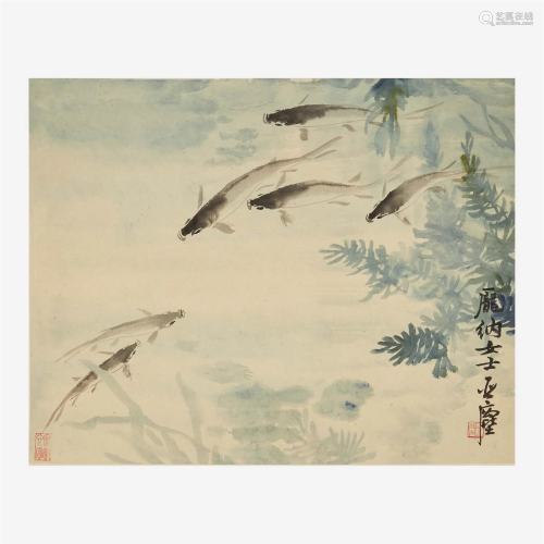 Wang Yachen 汪亚尘 鱼图 (Chinese b.1894-d.1983) Fish Ink and...
