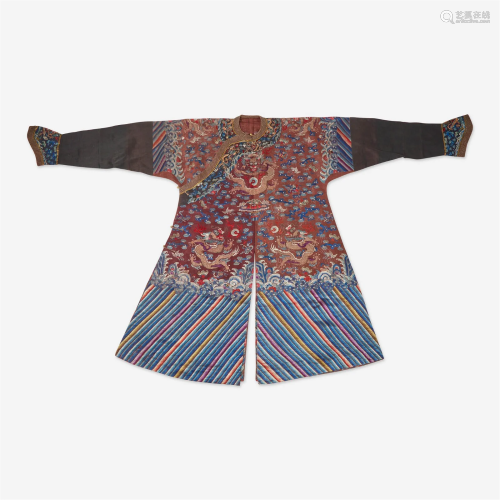 A Chinese counted-stitch silk-embroidered gauze "Nine-D...