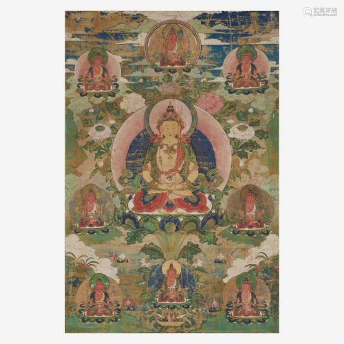 A Tibetan Thangka 唐卡一幅 19th century or earlier 十九世