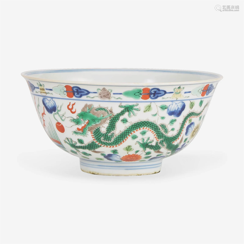 A Chinese wucai-decorated "Dragon and Phoenix" por...