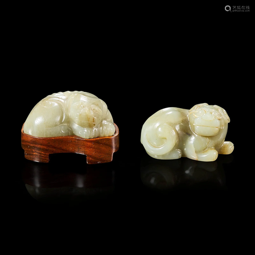 Two Chinese jades carvings 玉雕两件 Qing dynasty or earlier ...