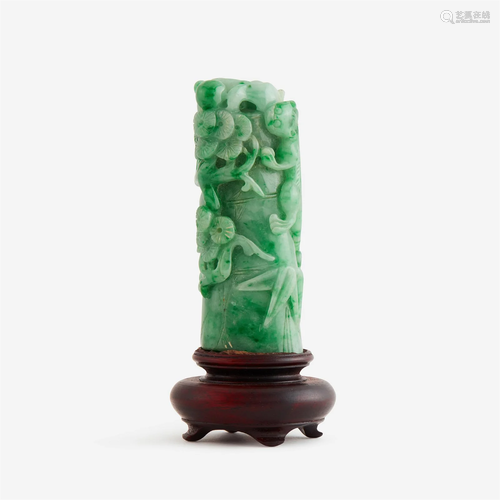 A Chinese jadeite "Qilong and 'Three Friends'...