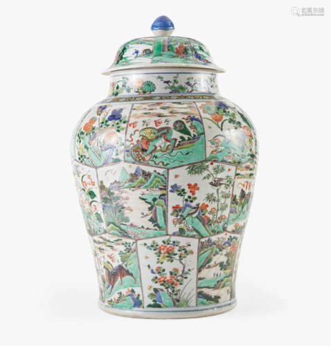 An impressive large Chinese famille verte-decorated jar and ...