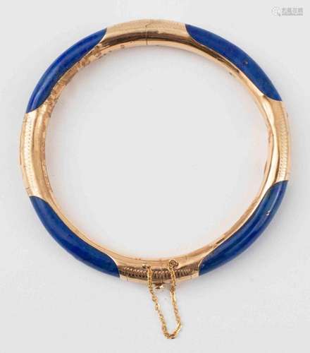 14K Yellow Gold Lapis Lazuli Bangle Bracelet