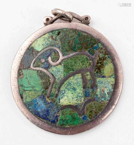 Los Castillo Taxco Silver Turquoise Aries Pendant