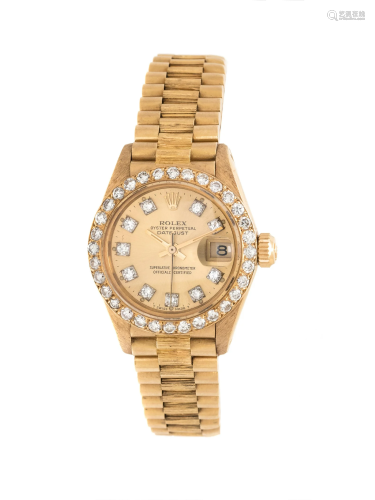 ROLEX, REF. 6927 18K YELLOW GOLD AND DIAMOND 'OYSTER PE...