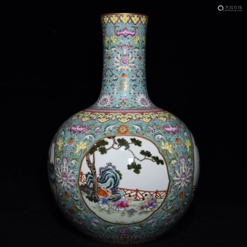 Chinese Famille Rose Urchin Design Porcelain Vase