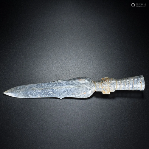 Vintage Chinese Hetian Jade Figure Design Dagger