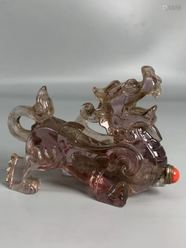 Chinese Peking Glass Kylin Shape Snuff Bottle