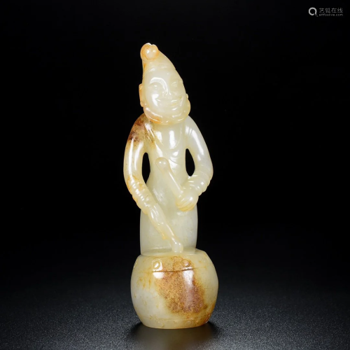 Vintage Chinese Hetian Jade Figure Statue