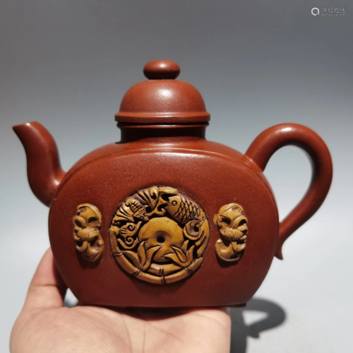 Chinese Yixing Zisha Clay Teapot w Artist Signed