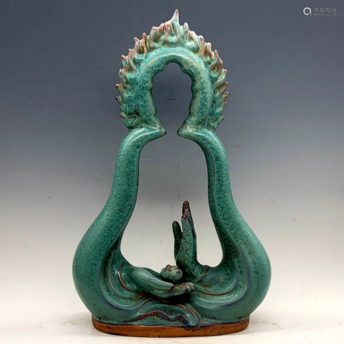 Variable Glaze Jun Kiln Porcelain Buddha's-hand Statue