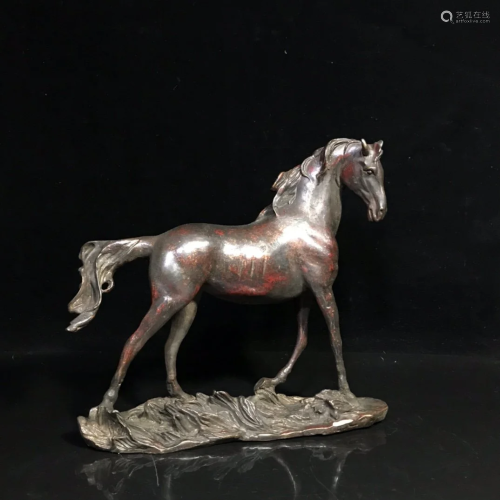 Vintage Chinese Red Copper Lucky Horse Statue