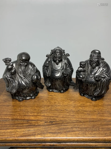 Vintage Ox Horn Taoism Fukurokuju Statues