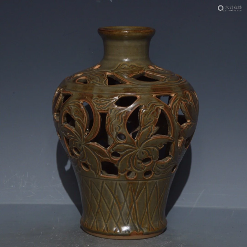 Openwork Vintage Longquan Kiln Porcelain Vase