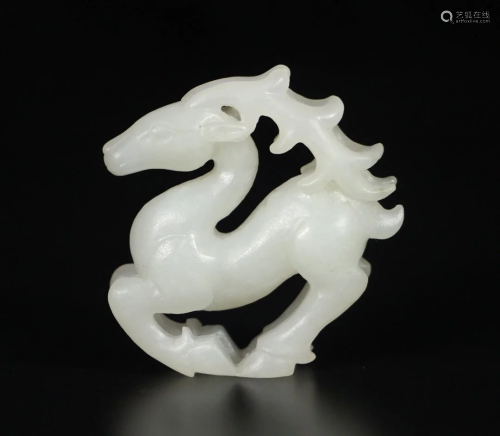 Chinese Natural Hetian Jade Lucky Deer Pendant