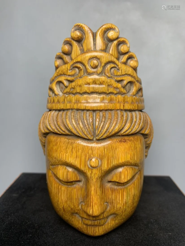 Vintage Ox Horn Kwan-yin Head Statue