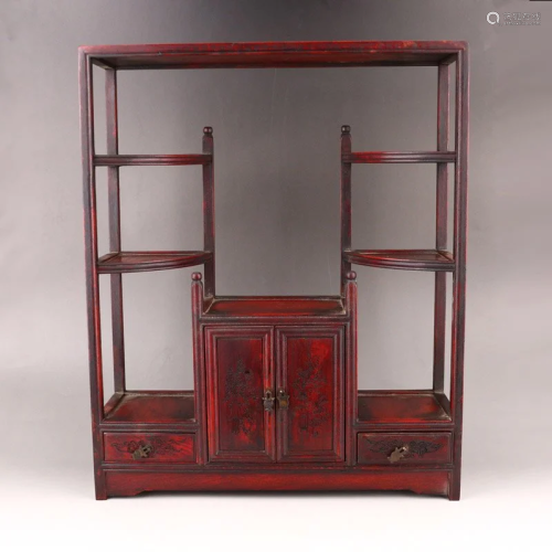 Vintage Chinese Zitan Wood Storage Shelf