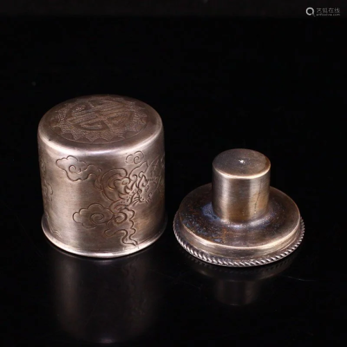 Chinese Qing Dynasty Pure Silver Thumb Ring Box