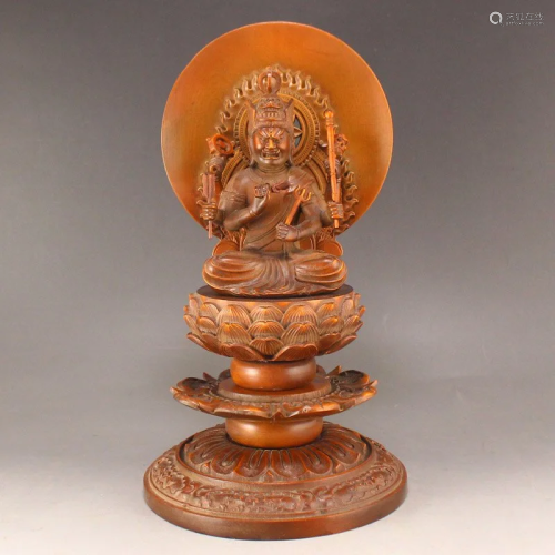 Tibetan Buddhist Boxwood Wood Buddhism Figure Statue