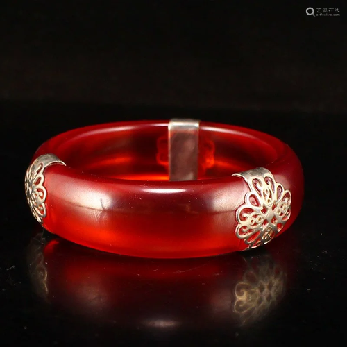 Inside Diameter 55 MM Vintage Red Zircon Bracelet