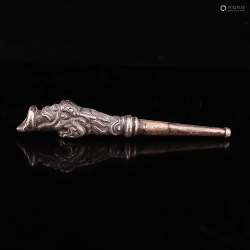 Vintage Pure Silver Dragon Head Cigarette Holder