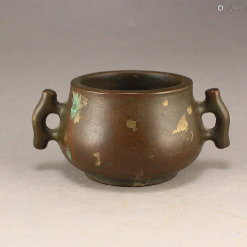 Chinese Spot Copper Double Ears Incense Burner